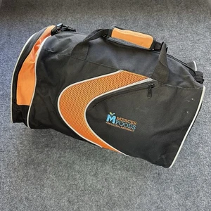 Mercer Foods Weekender Gym Travel Duffel Bag Black Collapsible Orange 17”x 7.5” - Picture 1 of 9