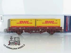 D2160 H0 =DC ELECTROTREN 1627 K VAGON PLATAFORMA CON CONTENEDORES DHL de la DB - - Imagen 1 de 17