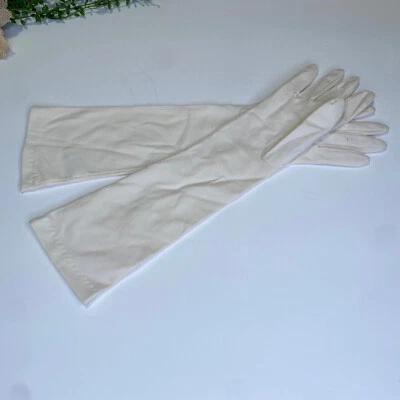 Guantes de Colección Carolina Amato Blanco Hasta el Codo Talla Única Hechos en EE. UU. Crema Foto 1 de 4