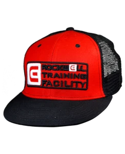 Rockwell Truckermütze Trainingseinrichtung Druckknopflasche flache Krempe, rot/schwarz, Einheitsgröße - Bild 1 von 2