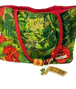 Paul Brent Coastal Life Shoulder Canvas Beach Tropical Hibiscus Sequin Embroided - Picture 1 of 12