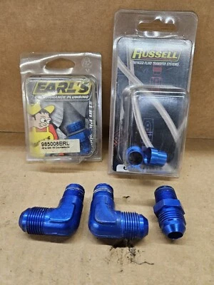 EARL'S  -8 AN 8AN BLUE NEW 6-Piece Lot Of 8AN Fittings 8-AN Fuel Line Fittings - Image 1 of 4