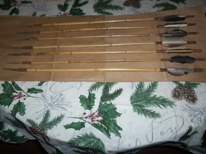 Primitive Replica Arrow Bamboo with Metal Tip Feather Fletching Decorative LOOK! - Picture 1 of 4