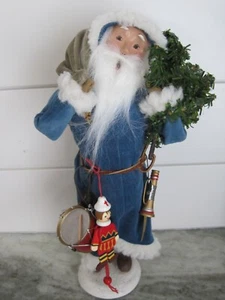 BYERS CHOICE Carolers~ 2004 Santa in Blue Velvet w Tree Toys Jumping Jack ~ VGUC - Picture 1 of 12