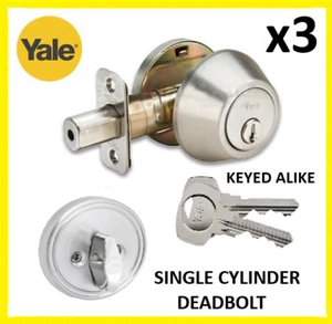 3 x Yale Single Cylinder Deadbolt Lock With 6 x Keys Keyed alike - Picture 1 of 8