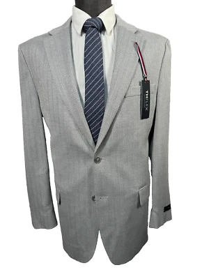 Новый TOMMY HILFIGER мужской серый HERRINGBONE эластичной Sport пальто Blazer куртка 46R - Изображение 1 из 4