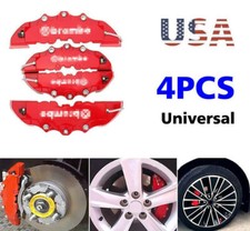 4× 3D Red Car Auto Disc Brake Caliper Covers Front & Rear Wheels Accessories Kit