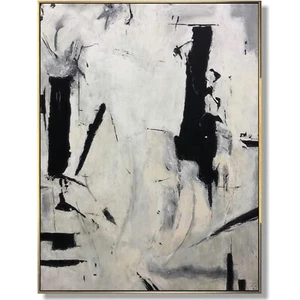 Large Abstract Painting On Canvas Black White Wall Art Painting - Picture 1 of 7