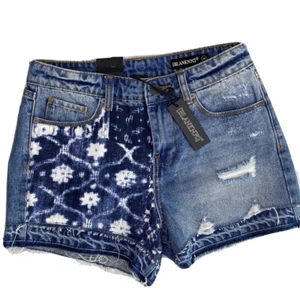 BlankNYC Denim Shorts The Perry Mom Short Distressed Printed Women Sz 26 NWT  - Picture 1 of 6