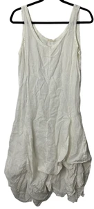 Eileen Fisher White Linen? Bustle Hem M Tank Dress V Neck Midi Lagenlook Artsy - Picture 1 of 9