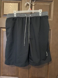 Speedo Men's Size XXL Black/Gray Lined Board Shorts Comfort Stretch Swim Trunks - Picture 1 of 3