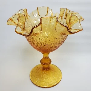Vintage Fenton Wisteria Tree of Life AMBER Compote Candy Dish - Picture 1 of 11