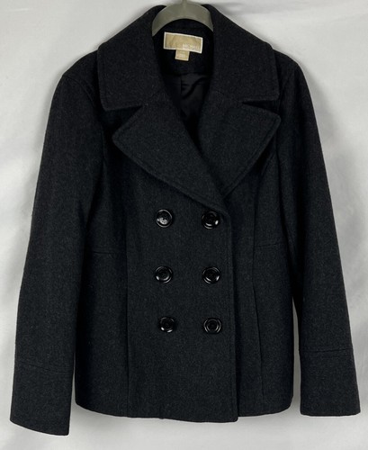 Cappotto donna Michael Kors grigio manica lunga tasche doppiopetto pea taglia M