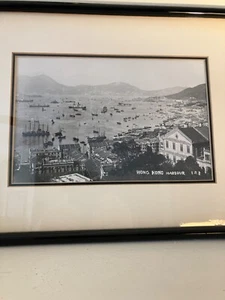 HongKong 19C harbor scene matted and framed - Picture 1 of 5