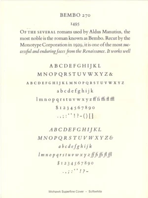 PATRICK REAGH TYPE New Letterpress type - 12 point Bembo roman