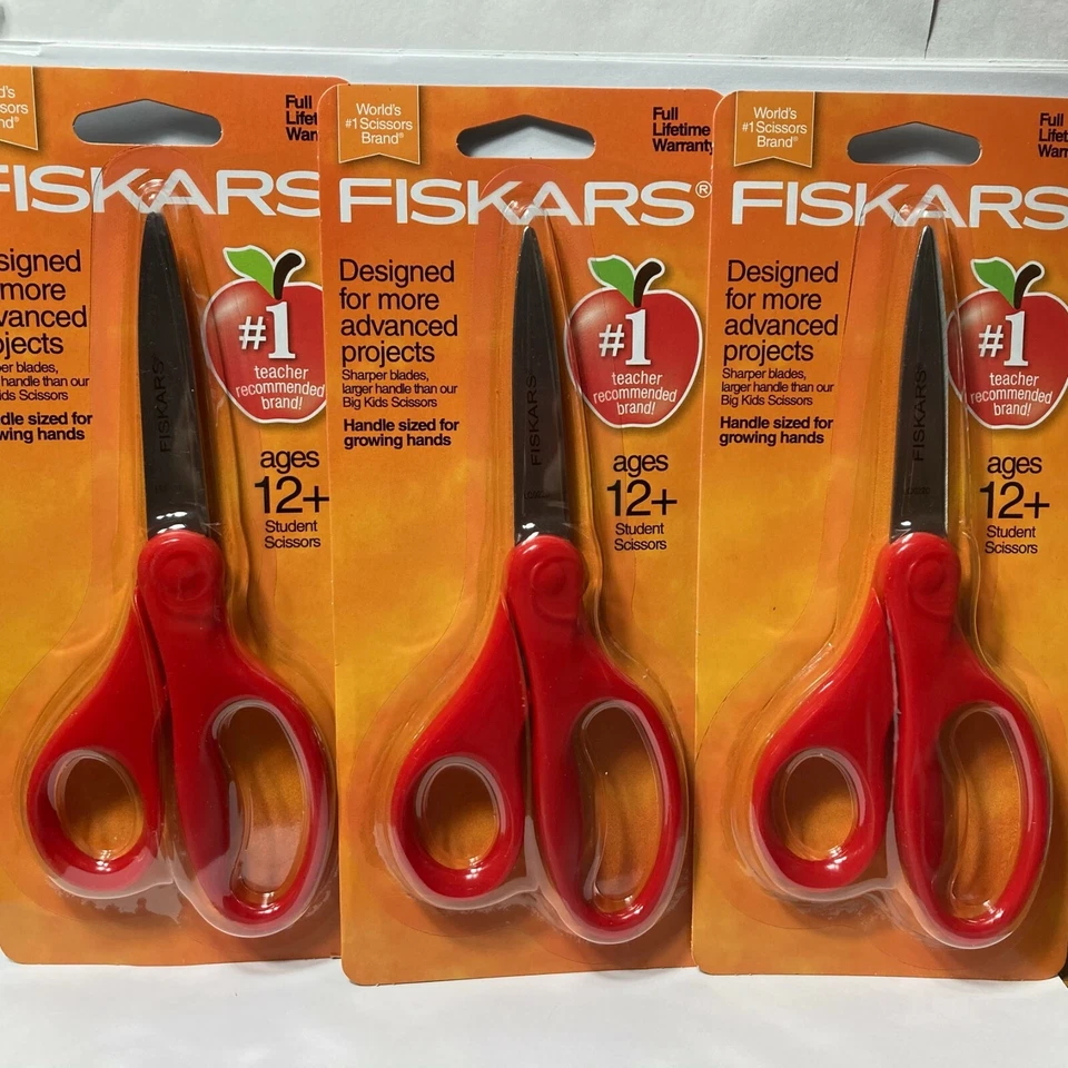 Fiskars 194580 Ages 12 Student Scissors 7" Purple Handle