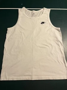 Men’s Nike Tee Sleeveless Tank Top Shirt LARGE White Black Swoosh Cotton L - Picture 1 of 6