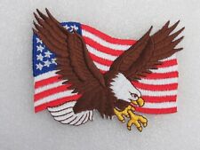 American Screaming Bald Eagle & Flag Embroidered Patch Patriotic Veteran Biker