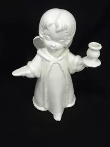 Vintage 1969 Handmade White Ceramic Christmas Angel Candle Holder 13" #2 - Picture 1 of 9