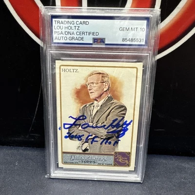 2011 Lou Holtz Autographed Allen&Ginter #3 2008 CF HOF PSA GEM MT 10 Auto - Image 1 of 3