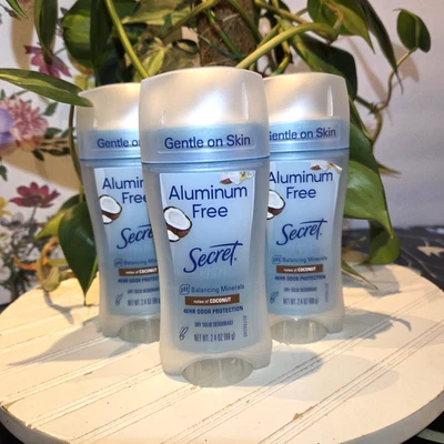 3x Secret Aluminum Free Dry Solid Deodorant 48hr Protection Coconut Scent 2.4 oz - Image 1 of 2
