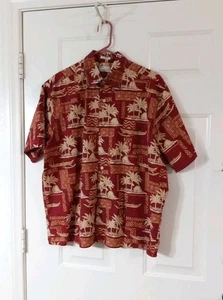 Camicia da campeggio hawaiana Natural Issue morbida lavata uomo taglia large 100% cotone rosso - Foto 1 di 6
