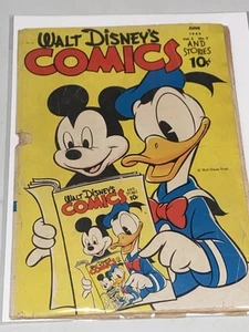 WALT DISNEY'S COMICS #33 Reading Comics! Golden Age 1943 Book Donald Mickey - Picture 1 of 8