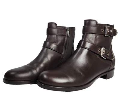 Gianvito Rossi коричневый кожаный двойной пряжки ремни Moto ботильоны размер 39 Италия - Изображение 1 из 4