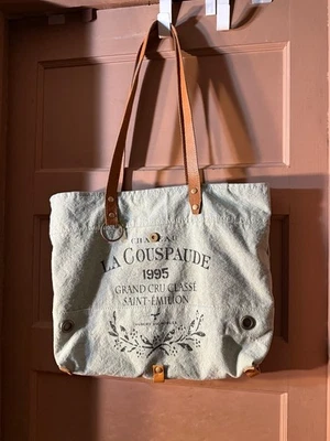 La Couspaude Myra Bags Upcycled Light-Olive Green Canvas Women's Roomy Tote Bag - Image 1 of 4