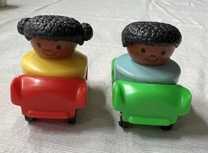 Fisher Price Little People Chunky People 1990 2 coches 2 figuras afroamericanas - Imagen 1 de 2