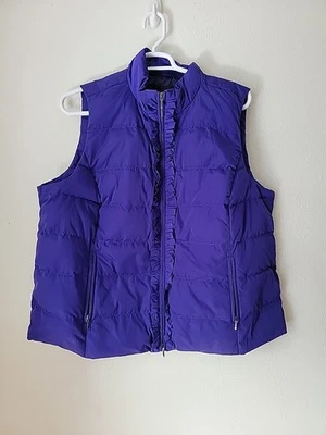 Talbots 3X Vest Purple Ruffle Trim Full Zip Down Fill - Image 1 of 4