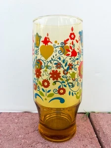 Vintage Water Glasses Set Of 4 MCM Scandinavian Design Amber Glass Weighted - Picture 1 of 10