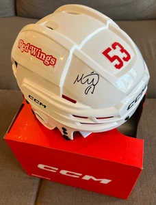 Moritz Mo Seider Signed Autograph Full Size CCM Hockey Helmet Detroit Red Wings - Picture 1 of 3