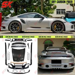 Dry Carbon Fiber Front Lip Spoiler Wing Kits For Porsche 911 992.1 Turbo 2021-24 - Picture 1 of 35