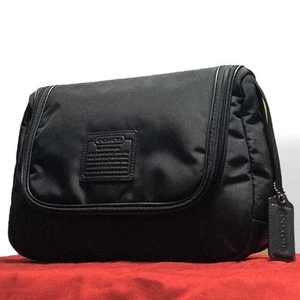 COACH Clutch Second Bag Handbag Logo Nylon Black Men's USED FROM JAPAN - Picture 1 of 10