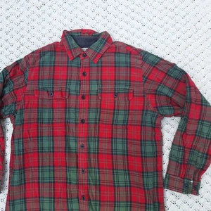 L.L. Bean Mens Plaid Flannel Fleece Lined Button Up Shirt Shacket Jacket - Large - Picture 1 of 16