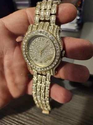 Techno Pave #7341 Men's Quartz Watch w/Stainless Steel Back UNTESTED AS IS - Image 1 of 4