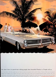 Pontiac Bonneville Convertible Original 1964 Vintage Print Ad Wall Art - Picture 1 of 1