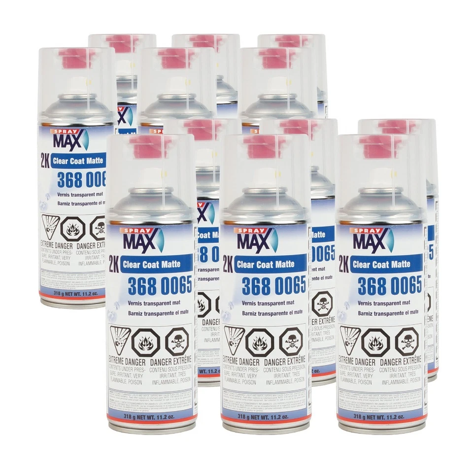 SprayMax 3680065 2K Matte Clear Coat 400 ml USC Aerosol Spray Clearcoat 12 Cans - Image 1 of 1