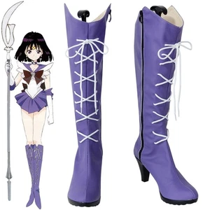 Sailor Moon Hotaru Tomoe Sailor Saturn Cosplay Shoes Anime Lilac Heel Boots H016 - Picture 1 of 5