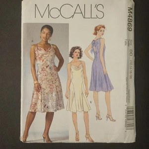 McCall's Dress Pattern Womens Size 12 14 16 18 M4869 Cowl Neck Halter Fit Flare - Picture 1 of 3