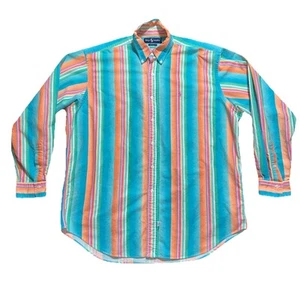 Vintage Polo Ralph Lauren Large Pastel Rainbow Striped Oxford Cotton Shirt - Imagen 1 de 7
