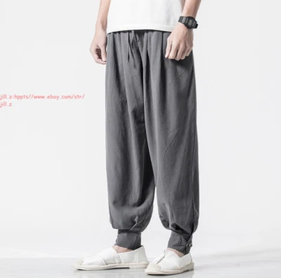 Buddhist Zen Martial Arts Cotton Linen Pants Unisex Shaolin Monk Kung Fu Pants - Image 1 of 4
