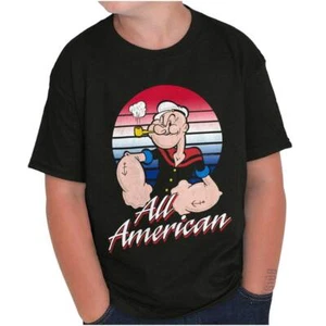 All American Popeye The Sailor Man Crewneck T Shirts Boy Girl - Picture 1 of 11
