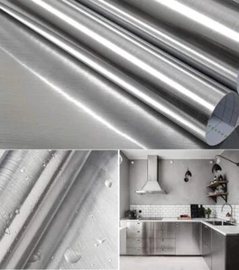 Metal Look Wallpaper Peel and Stick Waterproof Stainless Steel Contact Paper - Picture 1 of 8