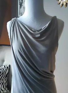 Helmut Lang dove grey dress RARE vee-back draped sleeveless soft cotton-y knit - Picture 1 of 10