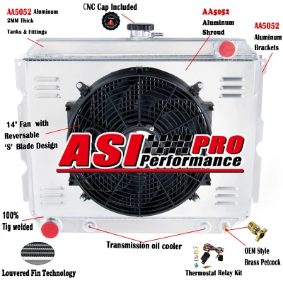 3Core ALUMINUM RADIATOR For 1970-1972  DODGE CHARGER CORONET 22"BIG BLOCK - Image 1 of 4