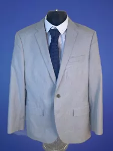 J Crew Ludlow Blazer Sport Coat Mens 42R Gray Cotton Micro Stripe Jacket - Picture 1 of 13
