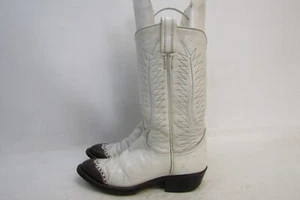 TONY LAMA Gold Label Womens Size 6.5 A (Narrow Width) White Brown Cowboy Boots - Picture 1 of 11