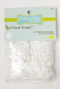 Babyville Boutique Snaps Size 20 60/Pkg White 072879274783 Sewing Crafts Infant - Picture 1 of 2
